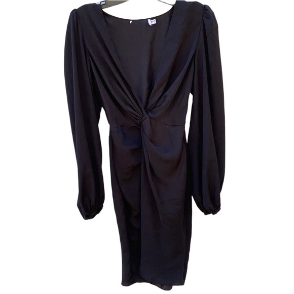 Princess Polly Dresses & Skirts - Princess Polly Womens 2 twist front long balloon sleeve black mini dress👇🏼